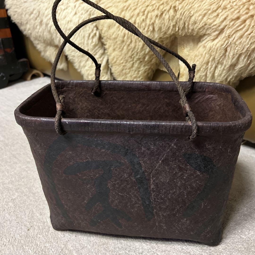 一閑張りバッグとペン立てヴィンテージ伝統工芸柿渋